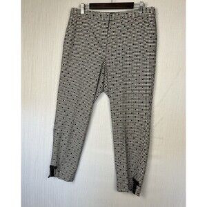 Talbots Gingham Dot Ankle Pants Women’s Size 14W Wool Blend Bow Accents Lined